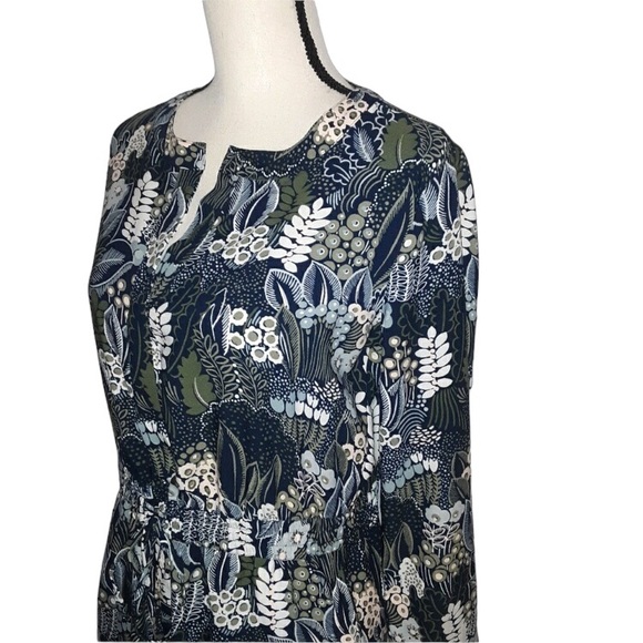 Ann Taylor Factory v-neck blue floral tie waist long sleeve dress pockets, XL - Picture 4 of 8
